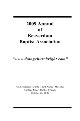 2009 Annual of Beaverdam Baptist Association