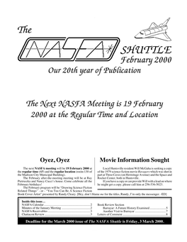 SHUTTLE February 2000 Our 20Th Year of Publication