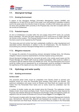 7.7. Aboriginal Heritage 7.8. Hydrology and Water Quality