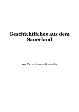 Geschichtliches Aus Dem Sauerland