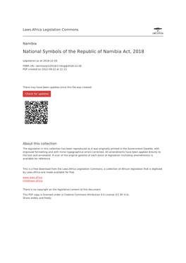 National Symbols of the Republic of Namibia Act, 2018