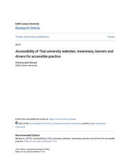 Accessibility of Thai University Websites: Awareness, Barriers and Drivers for Accessible Practice