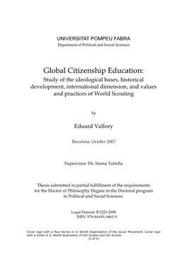 Global Citizenship Education: Study of the Ideological Bases, Historical Development, International Dimension, and Values and Practices of World Scouting