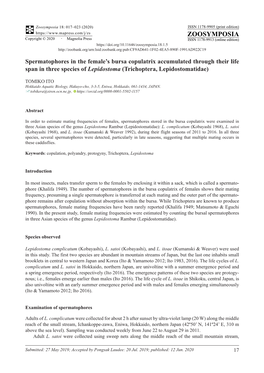 Spermatophores in the Female's Bursa Copulatrix Accumulated Through