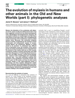 The Evolution of Myiasis in Humans and Other Animals in the Old and New Worlds (Part I): Phylogenetic Analyses