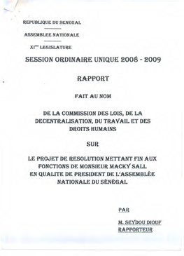 Resolution Mettant Fin Aux Fonctions De M Macky Sall