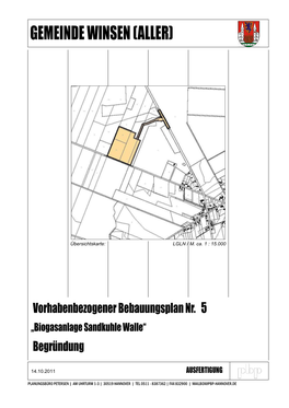 Vorhabenbezogener Bebauungsplan Nr. 5 „Biogasanlage Sandkuhle Walle“ Begründung