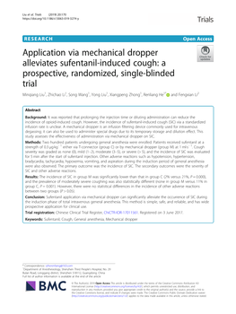 Application Via Mechanical Dropper Alleviates Sufentanil-Induced Cough