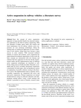 Active Suspension in Railway Vehicles: a Literature Survey