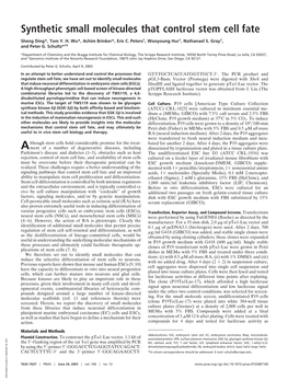 Synthetic Small Molecules That Control Stem Cell Fate