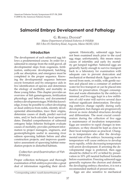 Salmonid Embryo Development and Pathology