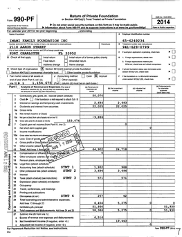 Return of Private Foundation OMB No 1545-0052 Or Section 4947(A)(1) Trust Treated As Private Foundation Foltn 9^0 Pf 2014 Do Not This Form As It May Be Made Public