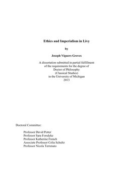 Ethics and Imperialism in Livy