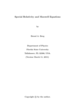 Special Relativity and Maxwell Equations