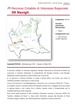 Percorso Ciclabile Di Interesse Regionale 09 Navigli
