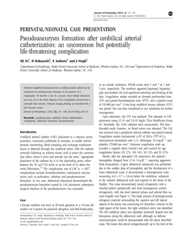 Pseudoaneurysm Formation After Umbilical Arterial Catheterization: an Uncommon but Potentially Life-Threatening Complication