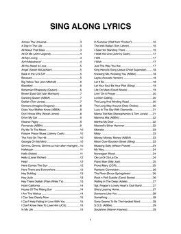 Sing Along Lyrics