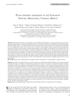 Plant Diversity Assessment in the Yaxchilán Natural