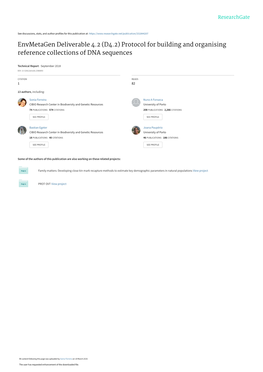 Envmetagen Deliverable 4.2 (D4.2) Protocol for Building and Organising Reference Collections of DNA Sequences