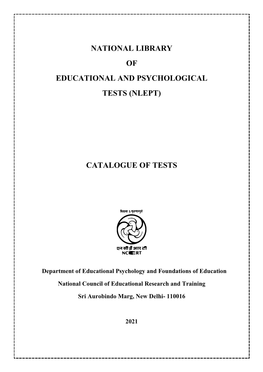 National Library of Educational and Psychological Tests (Nlept)