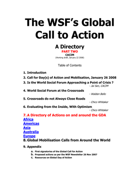 The WSF's Global Call to Action