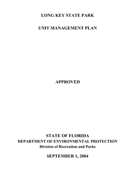 Long Key State Park Unit Management Plan Approved