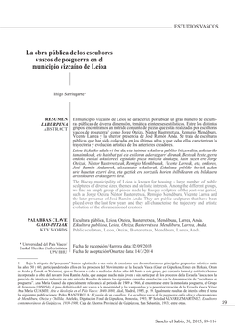 La Obra Pública De Los Escultores Vascos De Posguerra En El Municipio Vizcaíno De Leioa