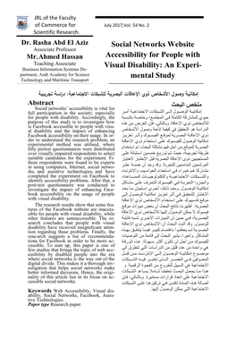 Social Networks Website Accessibility for People with Visual Disability