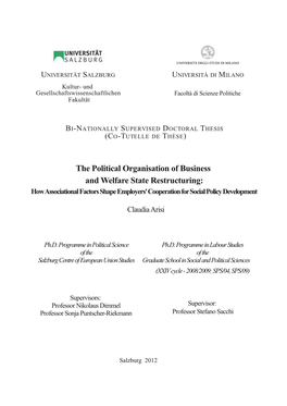 The Political Organisation of Business and Welfare State Restructuring: Howassociationalfactorsshapeemployers'cooperationforsocialpolicydevelopment