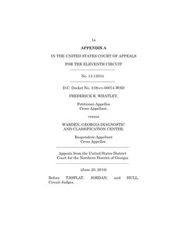 1A APPENDIX a in the UNITED STATES COURT of APPEALS