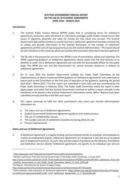 Scottish Government Annual Report on the Use of Settlement Agreements April 2018 – March 2019