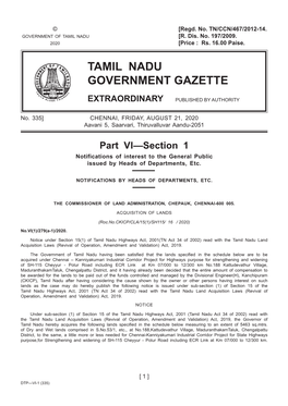 335] CHENNAI, FRIDAY, AUGUST 21, 2020 Aavani 5, Saarvari, Thiruvalluvar Aandu-2051