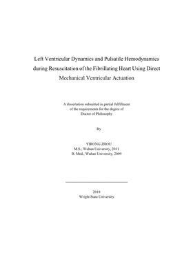 Left Ventricular Dynamics and Pulsatile Hemodynamics During Resuscitation of the Fibrillating Heart Using Direct Mechanical Ventricular Actuation