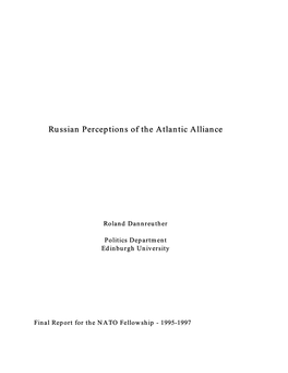 Russian Perceptions of the Atlantic Alliance