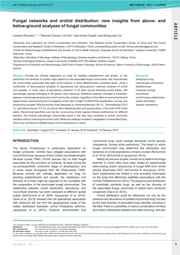 AR TICLE Fungal Networks and Orchid Distribution