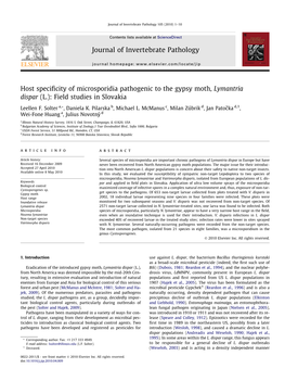 Host Specificity of Microsporidia Pathogenic to the Gypsy Moth