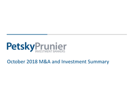 October 2018 M&A and Investment Summary