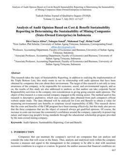 Analysis of Audit Opinion Based on Cost & Benefit Sustainability
