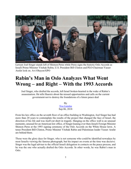 Rabin's Man in Oslo Analyzes What Went Wrong – And