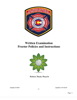 Written Examination Proctor Policies and Instructions