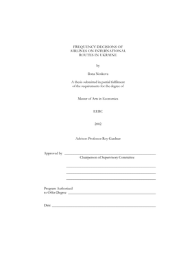 Frequency Decisions of Airlines on International Routes in Ukraine