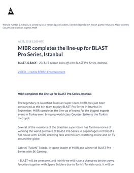 MIBR Completes the Line-Up for BLAST Pro Series, Istanbul