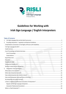 Guidelines for Working with Irish Sign Language / English Interpreters