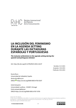 La Inclusión Del Feminismo En La Agenda Setting Durante Las