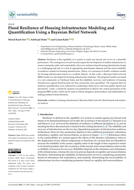 Flood Resilience of Housing Infrastructure Modeling and Quantiﬁcation Using a Bayesian Belief Network