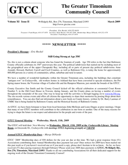 GTCC Newsletter March 2009