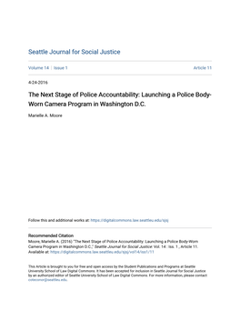 Launching a Police Body-Worn Camera Program in Washington DC