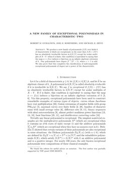 A New Family of Exceptional Polynomials in Characteristic Two