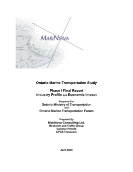 Ontario Marine Transportation Study Phase I Final Report Industry Profile