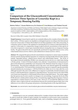 Comparison of the Glucocorticoid Concentrations Between Three Species of Lemuridae Kept in a Temporary Housing Facility